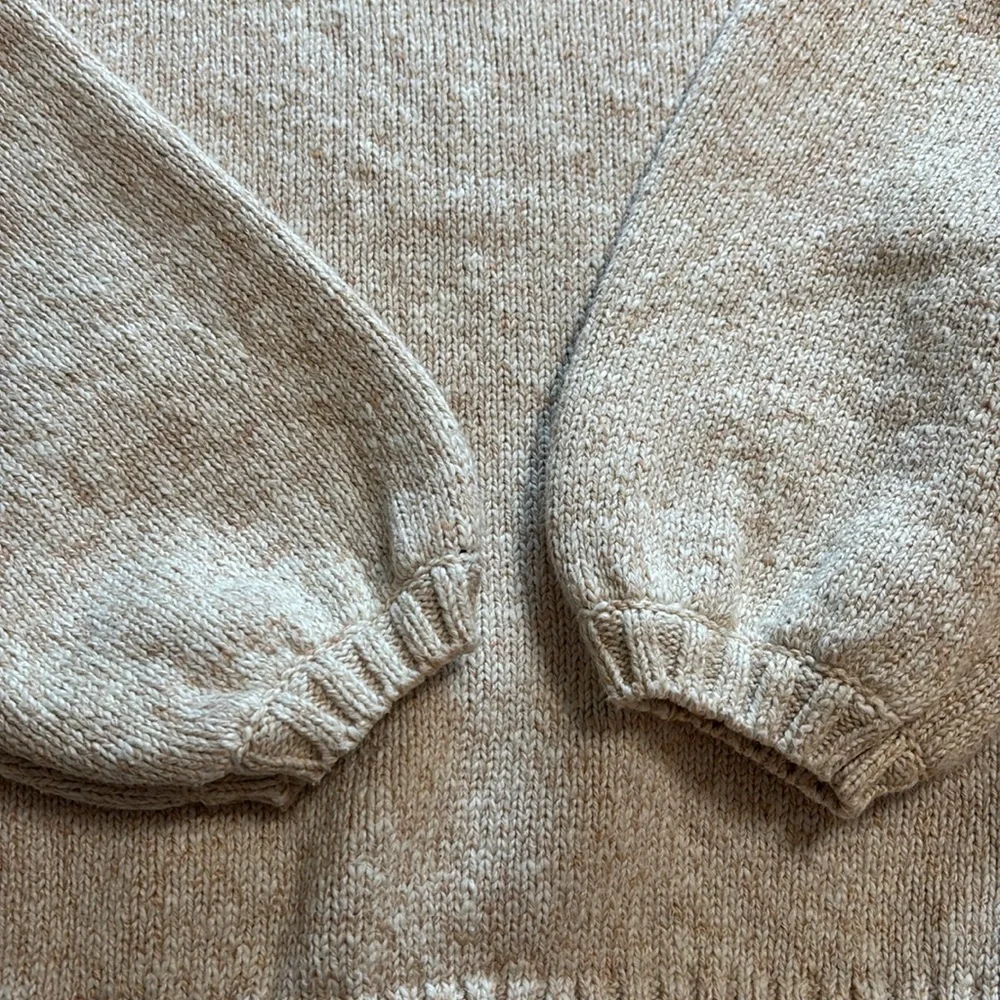 J. Crew women’s beige marled crew neck puff sleeve knit sweater size XS‎